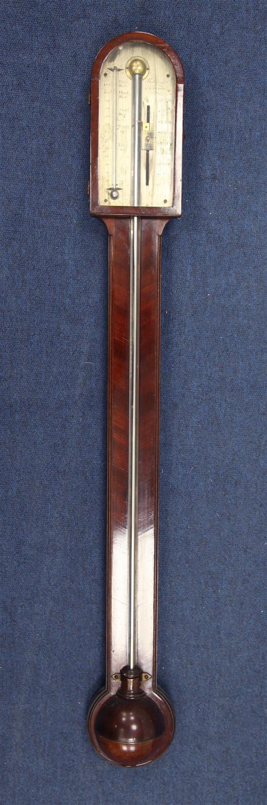 Rubergalli of London. A Regency mahogany stick barometer 3ft.